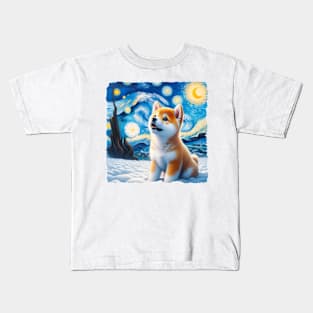 Starry Shiba Inu Dog Portrait - Pet Portrait Kids T-Shirt